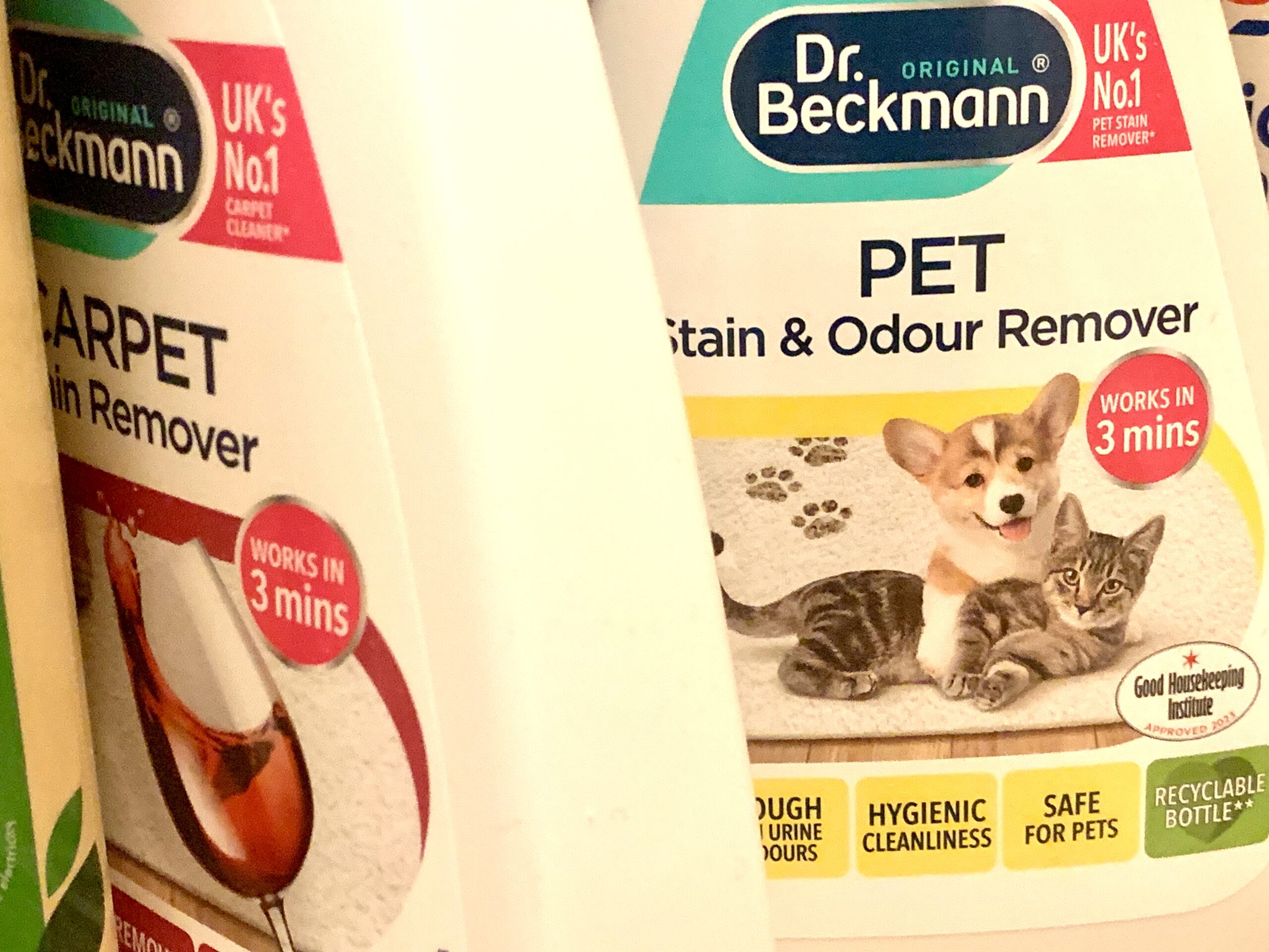 Two Dr Beckmann brush headed fabric/upholstery/carpet cleaners. Not for use on pets, however stinky.