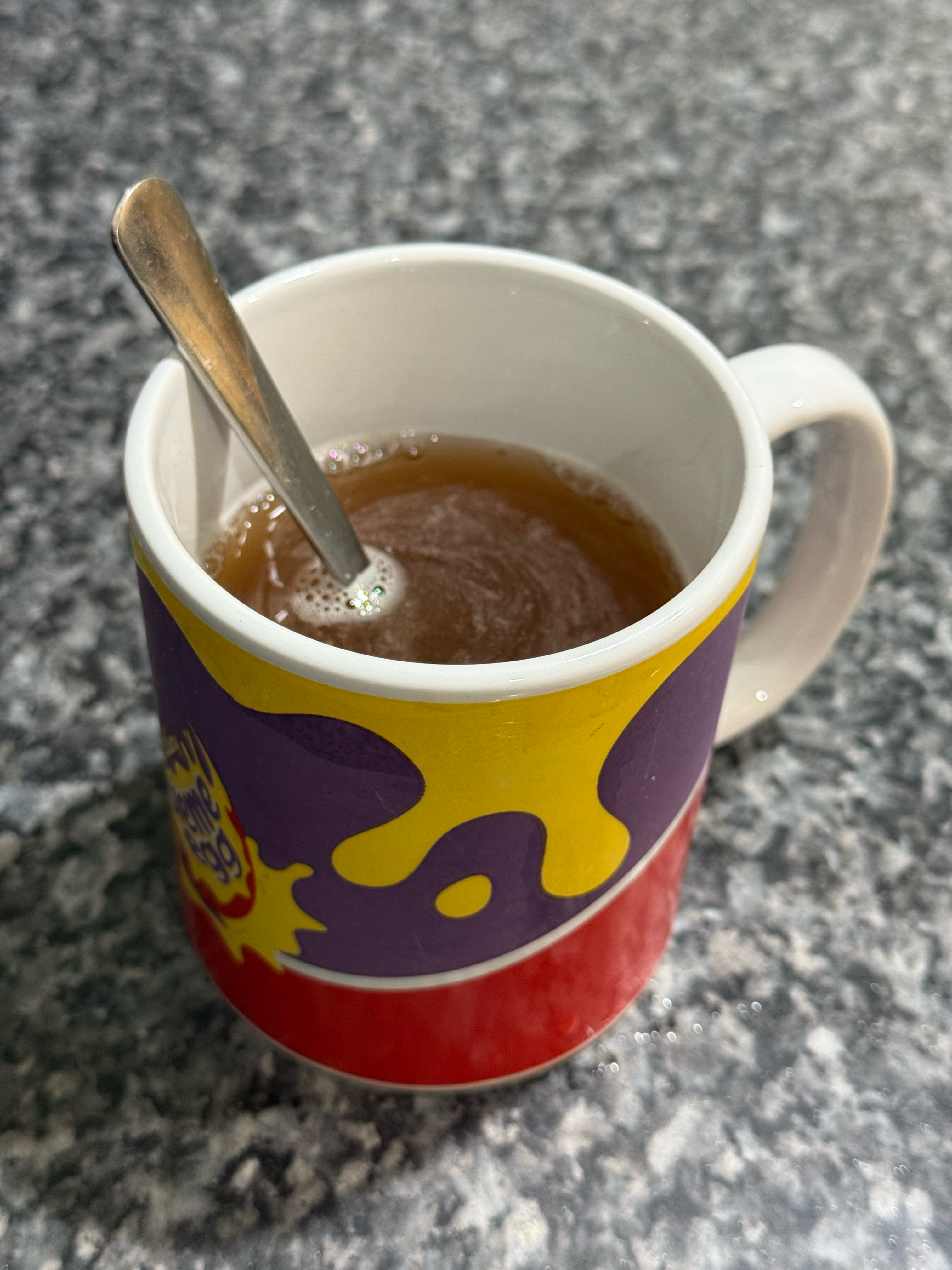 Part-way through stirring.